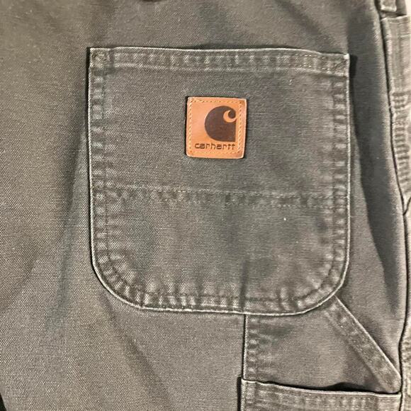 Vintage Y2K Carhartt Canvas‎ Green Carpenter Pants B11 MOS - Picture 4 of 7